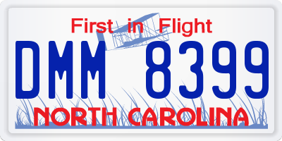 NC license plate DMM8399