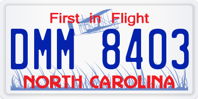 NC license plate DMM8403