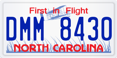 NC license plate DMM8430