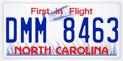 NC license plate DMM8463