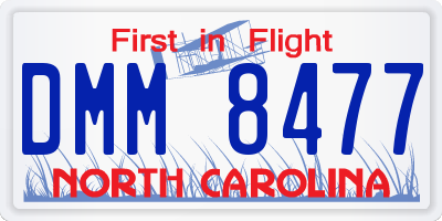 NC license plate DMM8477
