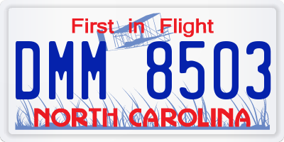 NC license plate DMM8503