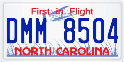 NC license plate DMM8504