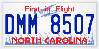 NC license plate DMM8507