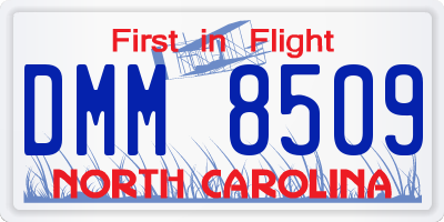 NC license plate DMM8509