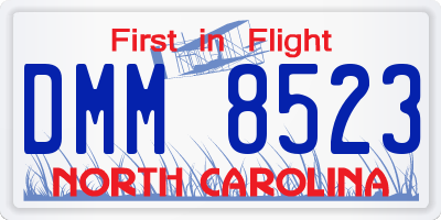 NC license plate DMM8523