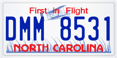 NC license plate DMM8531
