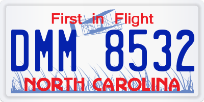 NC license plate DMM8532