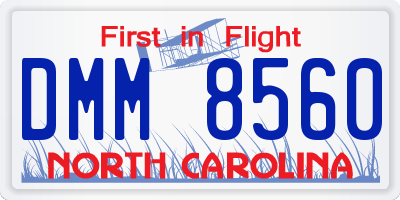 NC license plate DMM8560