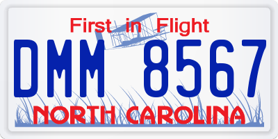 NC license plate DMM8567