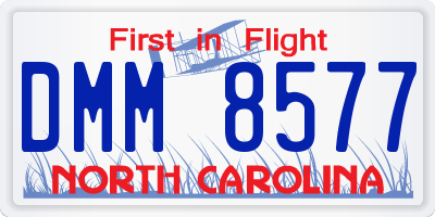 NC license plate DMM8577