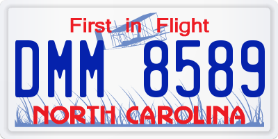 NC license plate DMM8589