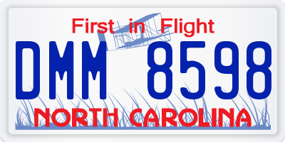 NC license plate DMM8598