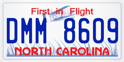NC license plate DMM8609