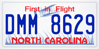 NC license plate DMM8629
