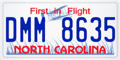 NC license plate DMM8635