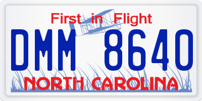 NC license plate DMM8640
