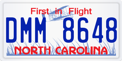 NC license plate DMM8648