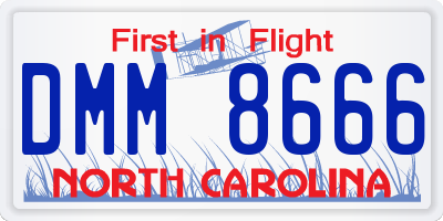 NC license plate DMM8666