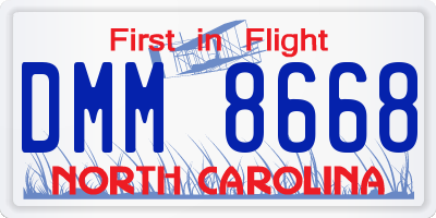 NC license plate DMM8668
