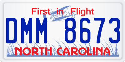 NC license plate DMM8673