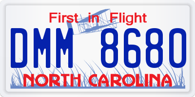 NC license plate DMM8680