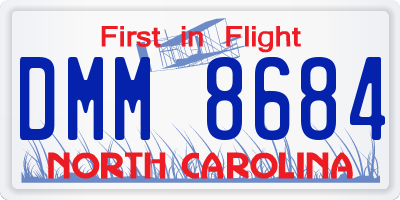NC license plate DMM8684