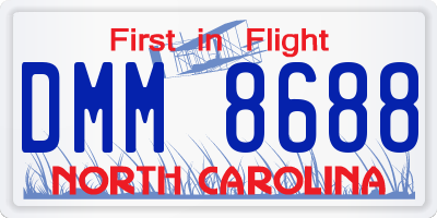 NC license plate DMM8688