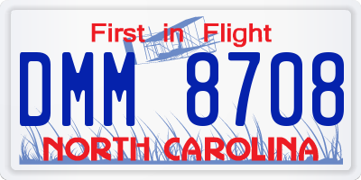 NC license plate DMM8708