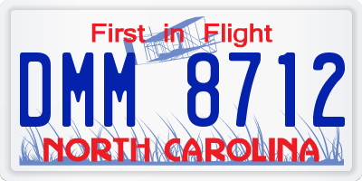 NC license plate DMM8712
