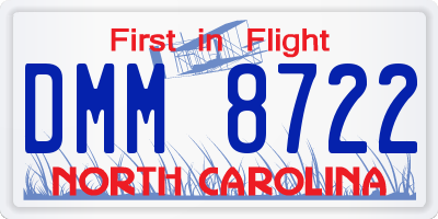NC license plate DMM8722