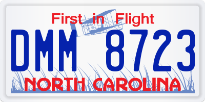 NC license plate DMM8723