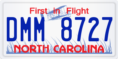 NC license plate DMM8727