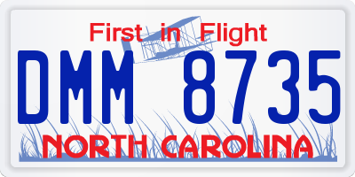 NC license plate DMM8735