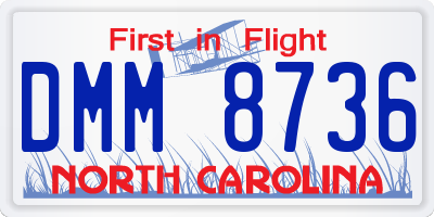 NC license plate DMM8736