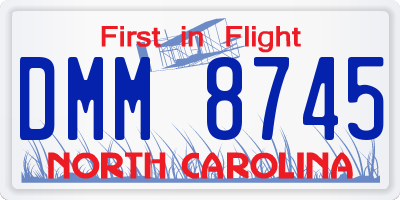 NC license plate DMM8745
