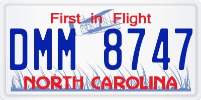 NC license plate DMM8747