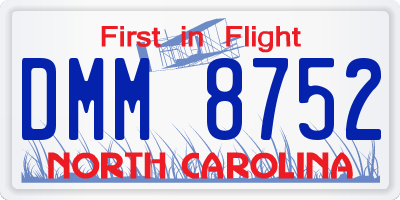 NC license plate DMM8752