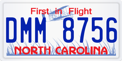 NC license plate DMM8756