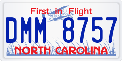 NC license plate DMM8757