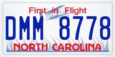 NC license plate DMM8778