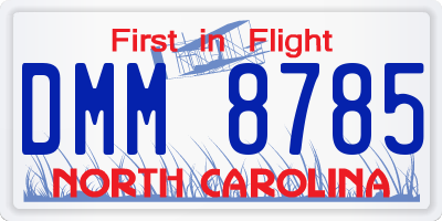 NC license plate DMM8785