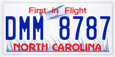 NC license plate DMM8787