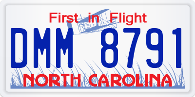 NC license plate DMM8791