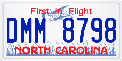 NC license plate DMM8798