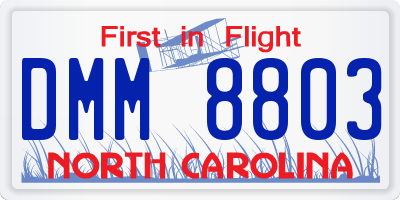 NC license plate DMM8803