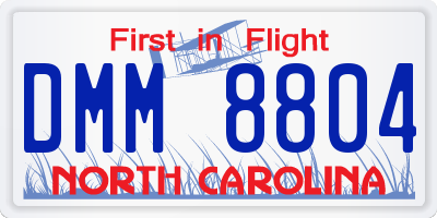NC license plate DMM8804