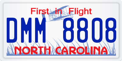 NC license plate DMM8808