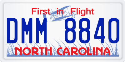 NC license plate DMM8840