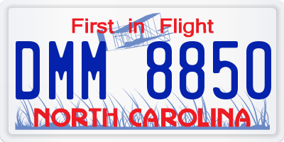 NC license plate DMM8850